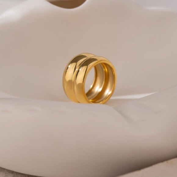 18K gold plated layered tube ring - Picture 7 of 7